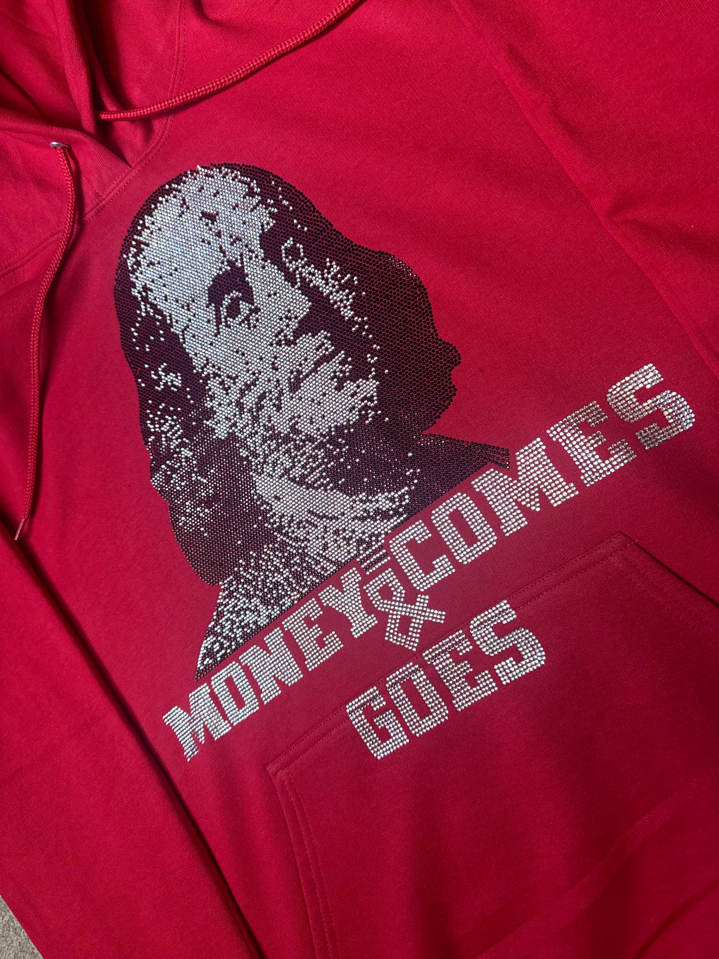 MONEY COMES N GOES RHINESTONE HOODIE