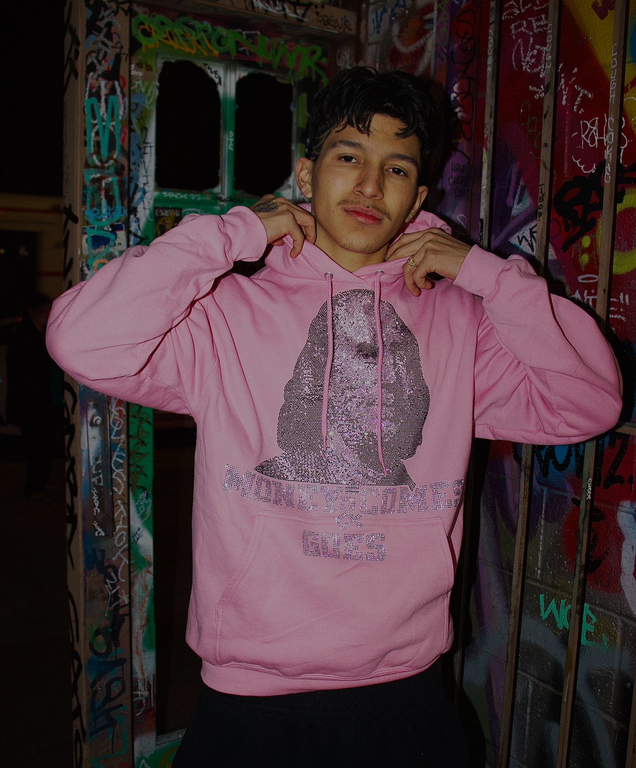 MONEY COMES N GOES RHINESTONE HOODIE